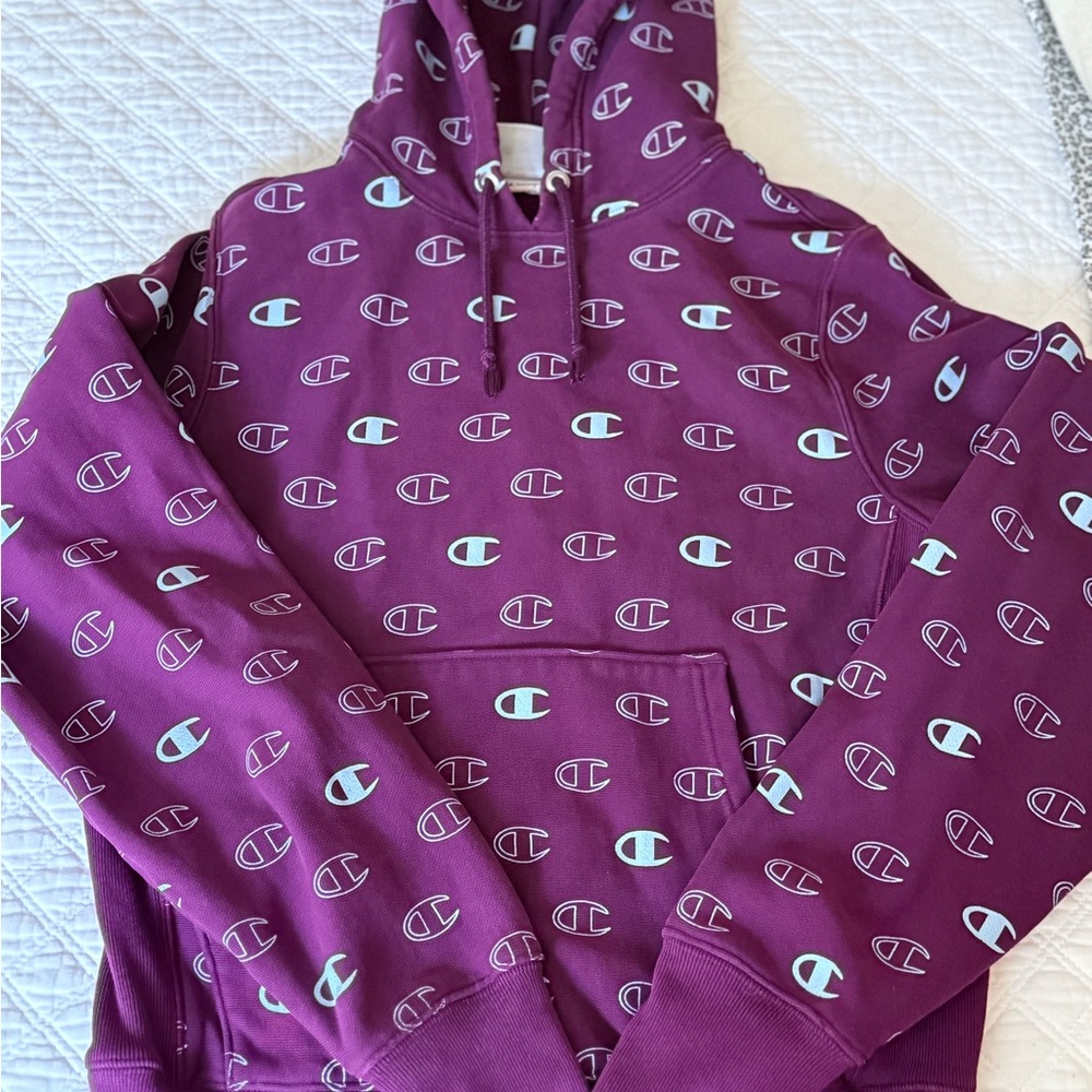Champion Maroon Hoodie with Logo Design